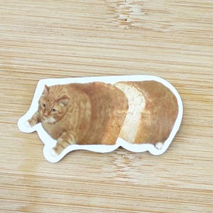 Bread Loaf Cat Meme Sticker, Funny Cat Sticker, Funny Waterproof Sticker Decal For Laptop, Luggage, Water Bottle, Phone Case