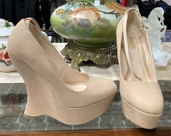 BCBG Orange Beaded Wedge Sandals 