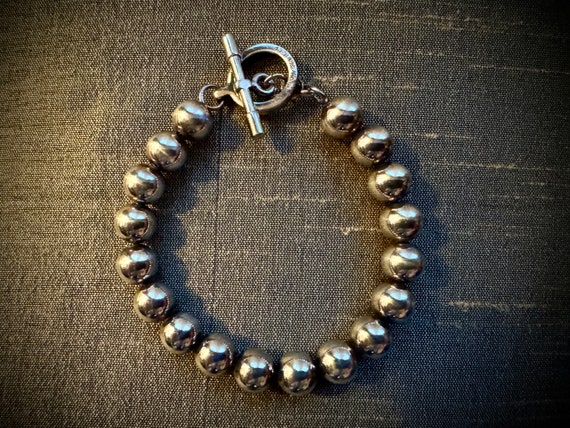 Sterling Silver Bead Bracelet, Milor of Milan, It… - image 1
