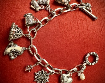 Silver Winter Charm Bracelet, Toggle Clssp