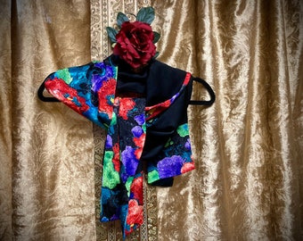 Floral Jacquard Scarf, Bright Colors, Long Scarf,