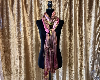 Siobhan Silks Long Handpainted Scarf, Jeweltone Colors