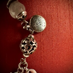 Silver Breast Cancer Charm Bracelet, Lobster Claw Clasp image 3