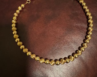 Gold Bead Necklace, 18 Inches Long