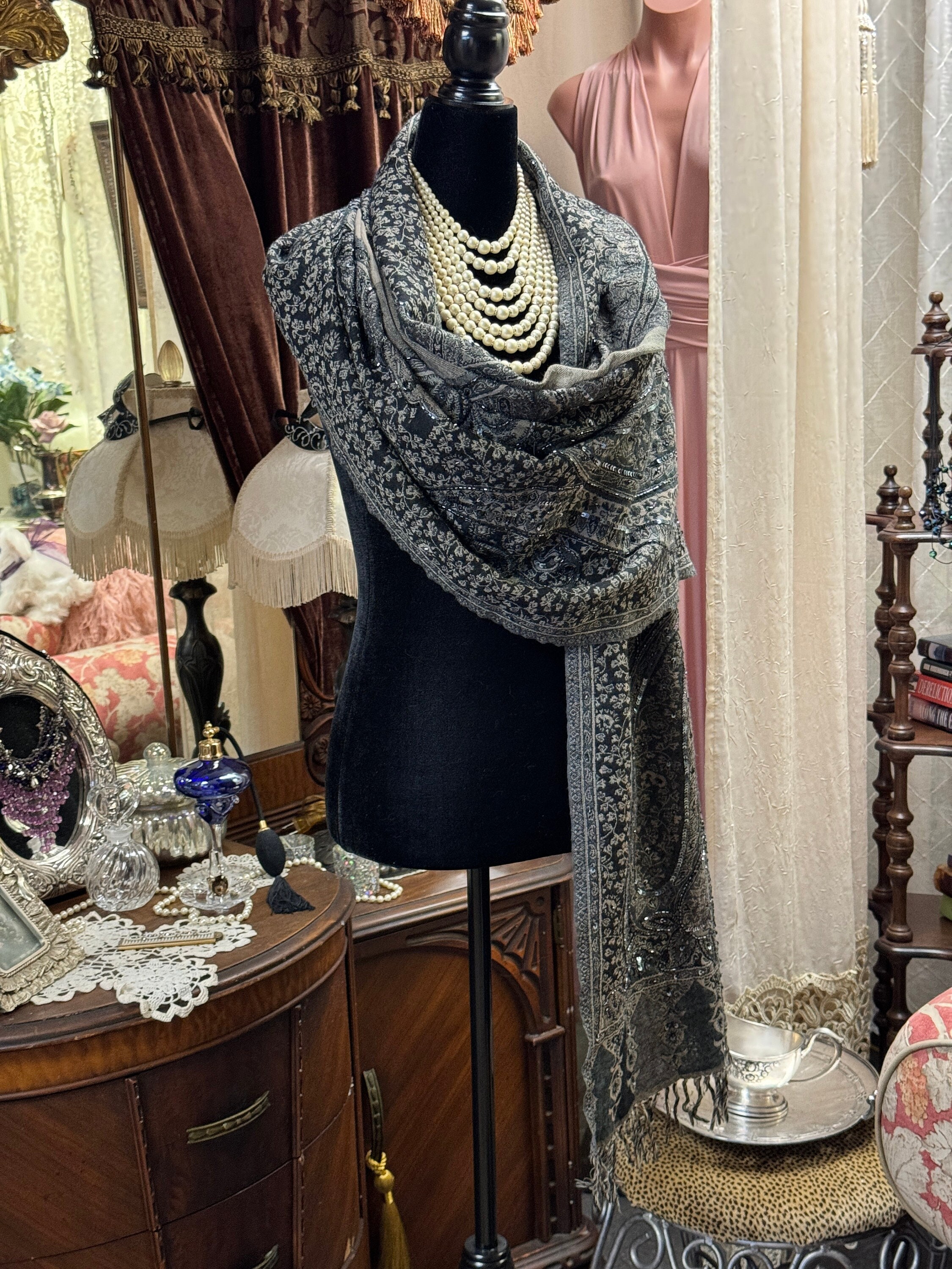 wool shawl black