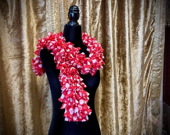Ruffled Scarf, Red and White, Dots