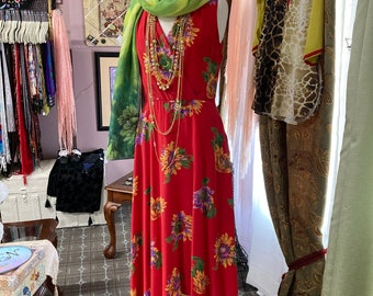 Liz Claiborne Red Silk Dress, Size 8, Long Dress