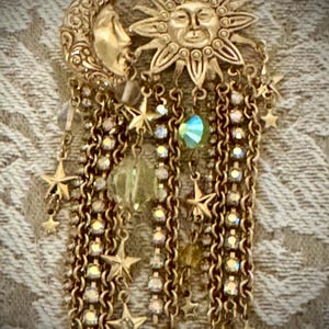 Kirk&#39;s Folly Golden Brooch, Sun, Moon, Stars