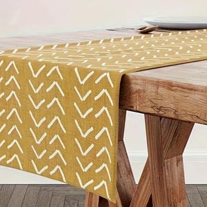 Mustard Chevron Table Runner –Modern Geometric Table Decor, Farmhouse Dining Table Accent, Boho Wedding Runner, Fall Home Decor, mothers day