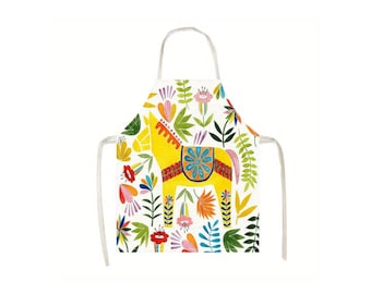 Tablier de fête à imprimé chevaux, Tablier de cuisine résistant aux taches avec fleurs, printemps