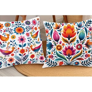 SET- Flower, Bird Colorful Pillow Cover Set, pillowcases, Home decor. Decorative Pillow Covers, pillow covers, Mother&#39;s Day gifts, birthday
