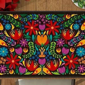 Placemats-4 pack, Soft Fabric, Mexican Floral Placemats for Dining Table, Holiday Decorations, Floral Fiesta Decorations, Washable Placemats