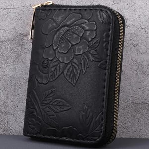 Cartera minimalista elegante para mujer, gran capacidad con múltiples ranuras para tarjetas, monedero con cremallera, regalos para ella, billetera floral, regalos de cumpleaños