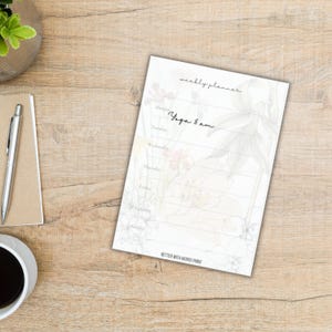 Simple A4 Floral Weekly Planner, Instant download organizer to print yourself, US Letter weekly organizer, PDF planner page, cute stationery