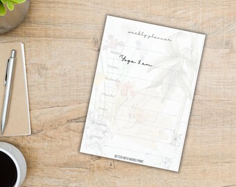 Simple A4 Floral Weekly Planner, Instant download organizer to print yourself, US Letter weekly organizer, PDF planner page, cute stationery