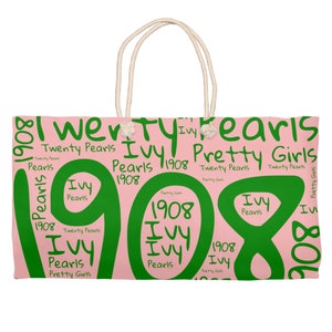 Pink And Green Graffiti Weekender Tote| Bridesmaid Gift| Gift For Mom| Beach Bag For Aka| Alpha Kappa Alpha Inspired Tote