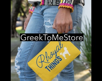 Rhoyal Things Accessory Pouches, Blue And Gold Make-Up Bag Inspired By Sigma Gamma Rho