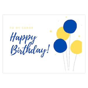 Sigma Gamma Rho Inspired Birthday Folded Card| Rhoyalty Greeting Card| Blue And Gold Birthday Card