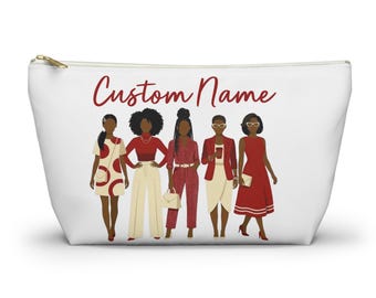 Crimson and Cream Sorority Accessory Pouch | T Bottom, Personalized 1913 makeup bag