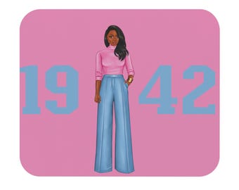Pale Blue and Pink 1942 Mousepad, Soror mouse pad, Custom Black woman Sorority mousepad inspired by Sorority