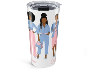 Personalized Pale Blue and Pale Pink Sorority Tumbler