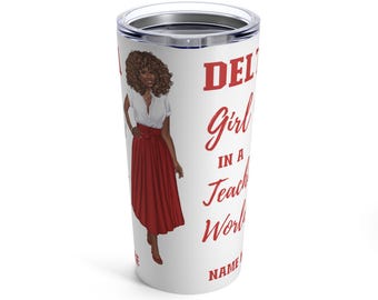 Delta Teaching Tumbler 20oz, Personalized Crimson and Cream tumbler inspired by Sorority, Deltaversary gift