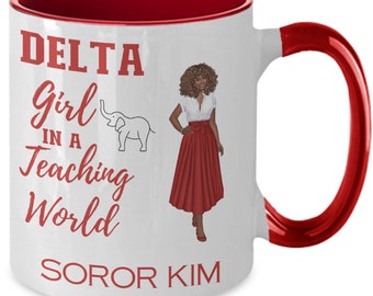 Taza de profesor Delta personalizada, taza personalizada para profesor, inspirada en Delta Sigma Theta
