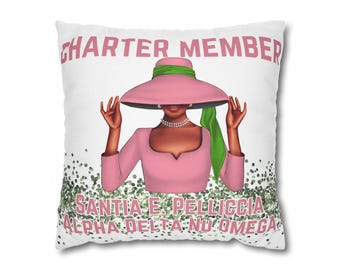 Custom Pink and Green Charter Member Pillowcase, Pillow case for Charter Sorors, Personalized