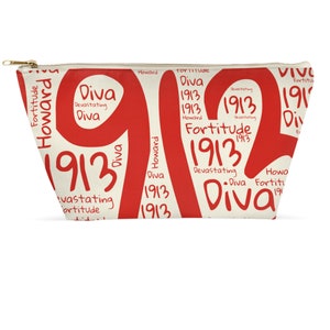1913 Graffiti Accessory Pouches, Crimson And Cream Make-Up Bag Inspired By Delta Sigma Theta