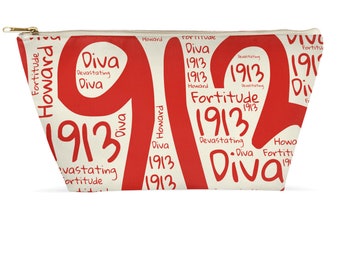 1913 Graffiti Accessory Pouches, Crimson And Cream Make-Up Bag Inspired By Delta Sigma Theta