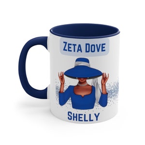 Personalized Blue and White Zeta Dove mug inspired by Zeta Phi Beta, Zeta Coffee Mug