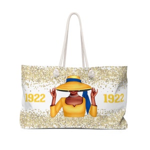 Blue and Gold 1922 Weekender Bag, 1922 Bridesmaid Gift, Beach Bag For Rhoyal Soror| Tote Inspired By Sigma Gamma Rho Sorority