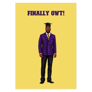 Finally Owt Fraternity Graduation Card, Omega Psi Phi Inspired Greeting Card, Card For Graduate