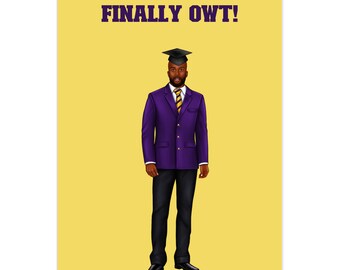 Finally Owt Fraternity Graduation Card, Omega Psi Phi Inspired Greeting Card, Card For Graduate