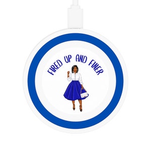 Blue and White Wireless Charging Pad, Charging Dock inspired by Zeta Phi Beta Sorority