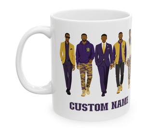 1911 Purple and Gold Dapper Men Illustration Mug | Ceramic Coffee Mug