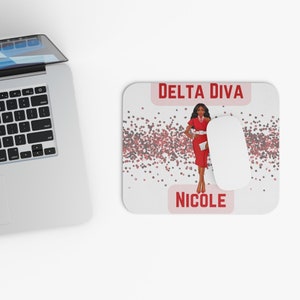 Delta Diva Classy Lady Crimson and Cream 1913 Mousepad, Mouse pad inspired by Delta Sigma Theta