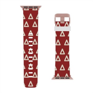 Crimson and Cream Delta Watch Band for Apple Watch, Inspired by Delta Sigma Theta Sorority, Red