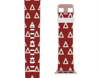 Crimson and Cream Delta Watch Band for Apple Watch, Inspired by Delta Sigma Theta Sorority, Red