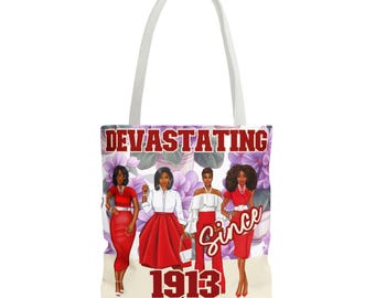 Devastating Tote Bag, African American Sorority bag, Tote inspired by  Crimson and Cream Sorority