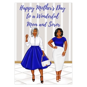 Mothers Day Soror Card, Zeta Phi Beta Inspired Greeting Card, Finer Womanhood Folded Card For Zeta Mother