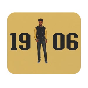 Personalized Black and Gold Mouse Pad, Mousepad inspired by Alpha Phi Alpha Fraternity, Customized Black man 1906 design