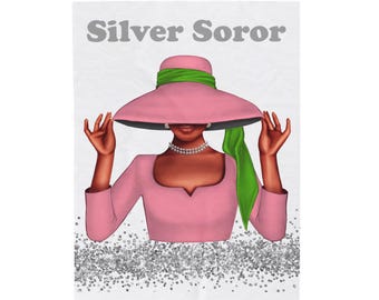 Pink and Green Silver Soror Velveteen Plush Blanket inspired by Sorority, Personalized AKA Blanket