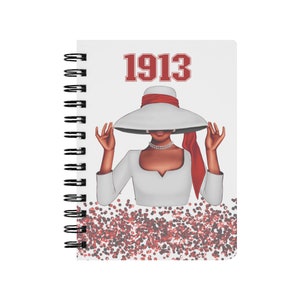 Crimson and Cream 1913 Spiral Notebook, Deltaversary Gift inspired by Delta Sigma Theta Sorority