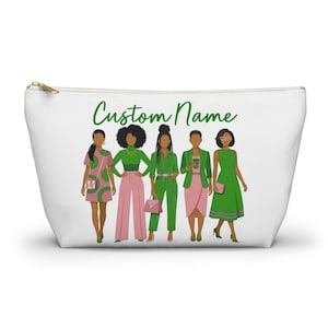 Pink and Green Sorority Accessory Pouch | T Bottom, Personalized 1908 makeup bag