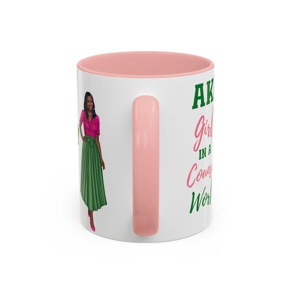 Personalized AKA counseling mug, gift for counselor inspired by Sorority,  pink and green coffee cup