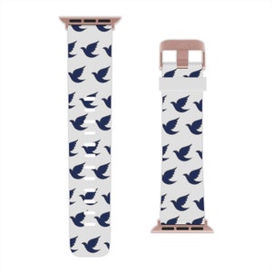 Blue and White Dove Watch Band for Apple Watch, Inspired by Zeta Phi Beta Sorority, Blue