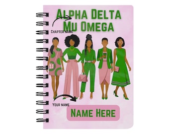 Custom Minimalist 1908 Pink and Green Ladies Sorority Notebook