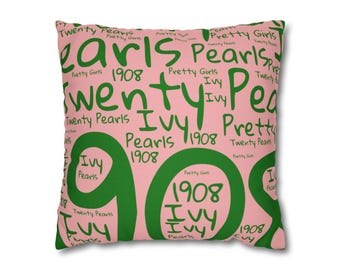 Sorority Pillow, Decorative Cushion, College Dorm Decor, Greek Life Gift, Pink and Green Bedroom Accent