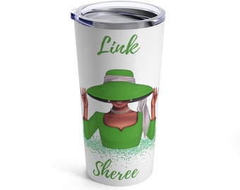 Personalized Link Green and White Tumbler 20oz, Personalized 1946 cup